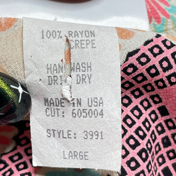 Zoe Floral Button Blouse Large Pink Teal Lace Back Boho Cottagecore USA - Picture 6 of 12